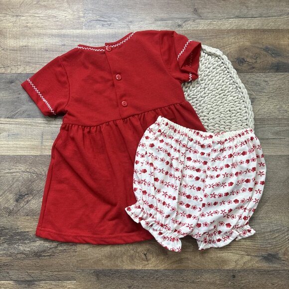 Vintage Tiny Tots Red Butterfly Knit Dress with Bloomers Toddler 18 Months - Picture 3 of 6